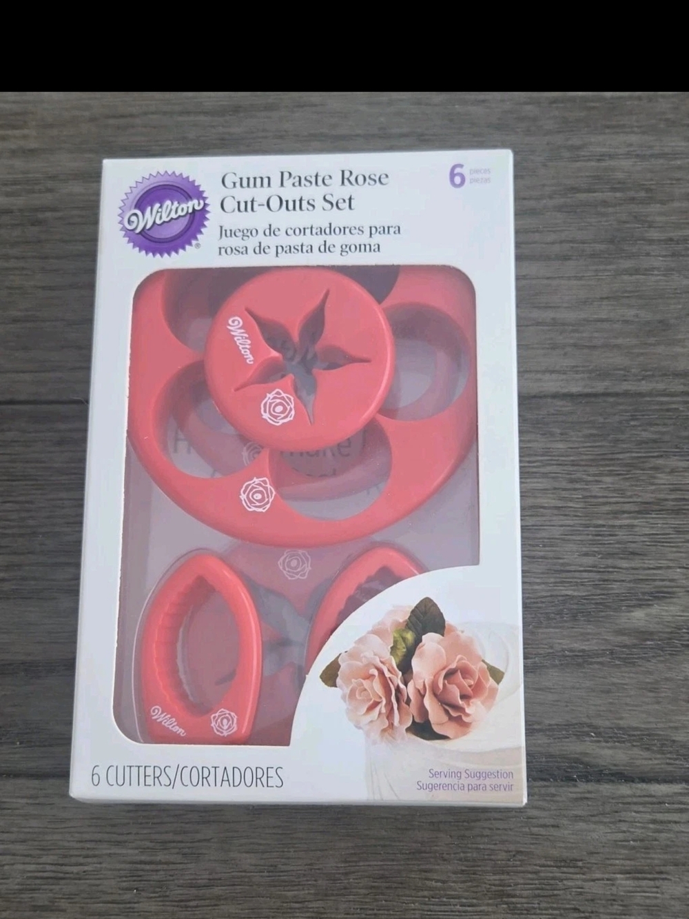 NEW Wilton Gum Paste Rose Flower Cut-Outs 6 Pc Cutter #417-7556 Baking